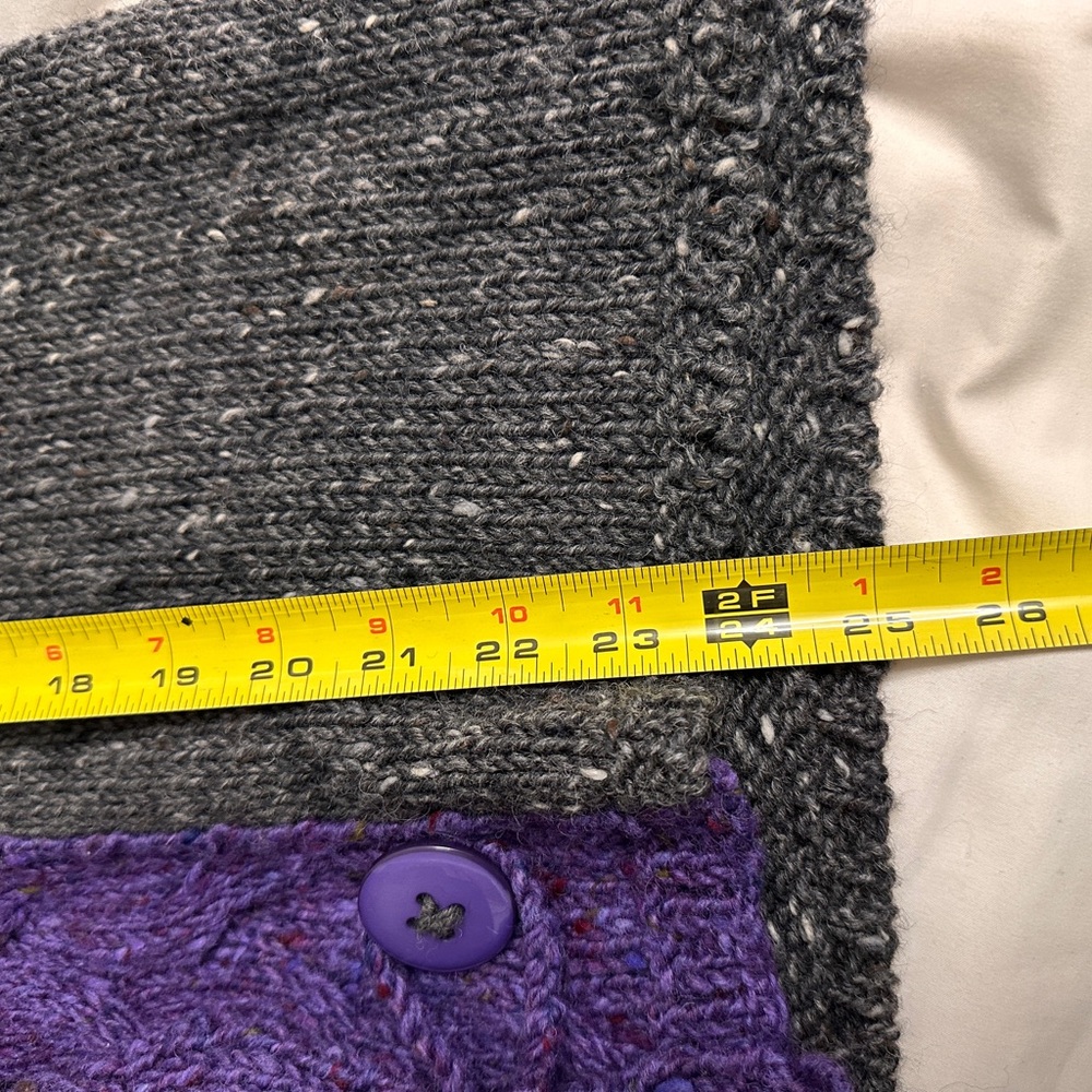 Aran Crafts Gray Cardigan with Purple Trim - Picture 11 of 12